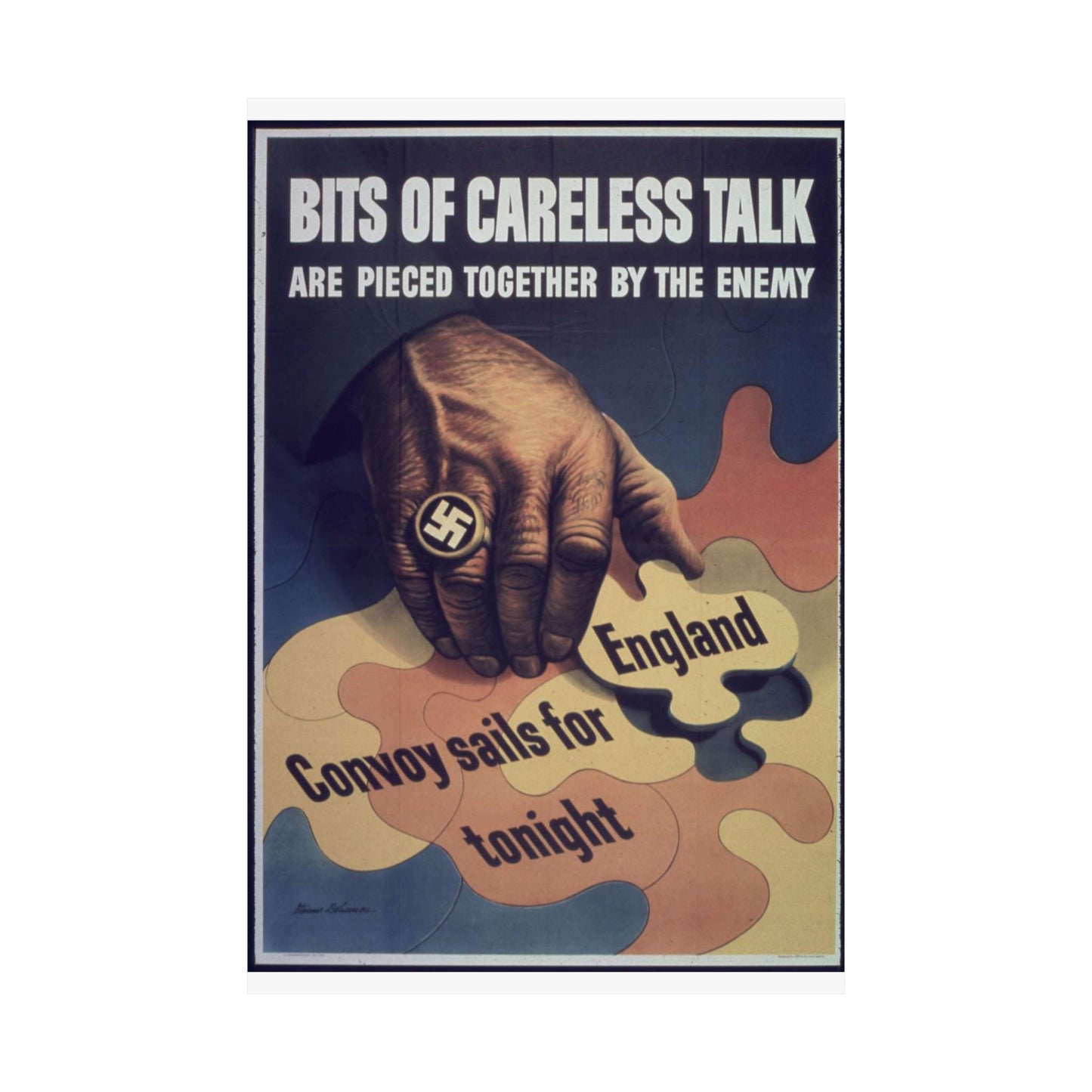 "Bits of careless talk are pieced together by the enemy" - NARA - 513972 High Quality Matte Wall Art Poster for Home, Office, Classroom