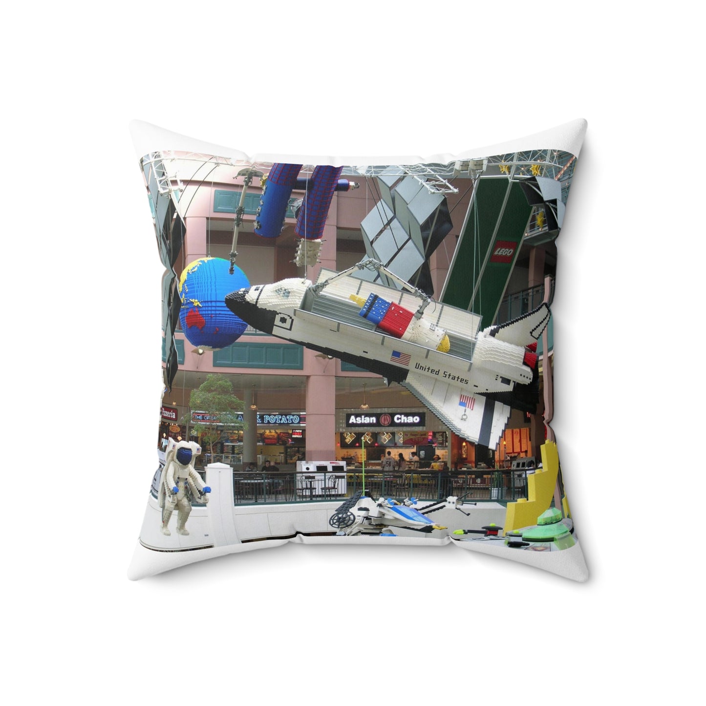 Grand Rounds Scenic Byway - Huge Lego Spaceship in the Mall of America Decorative Accent Square Pillow