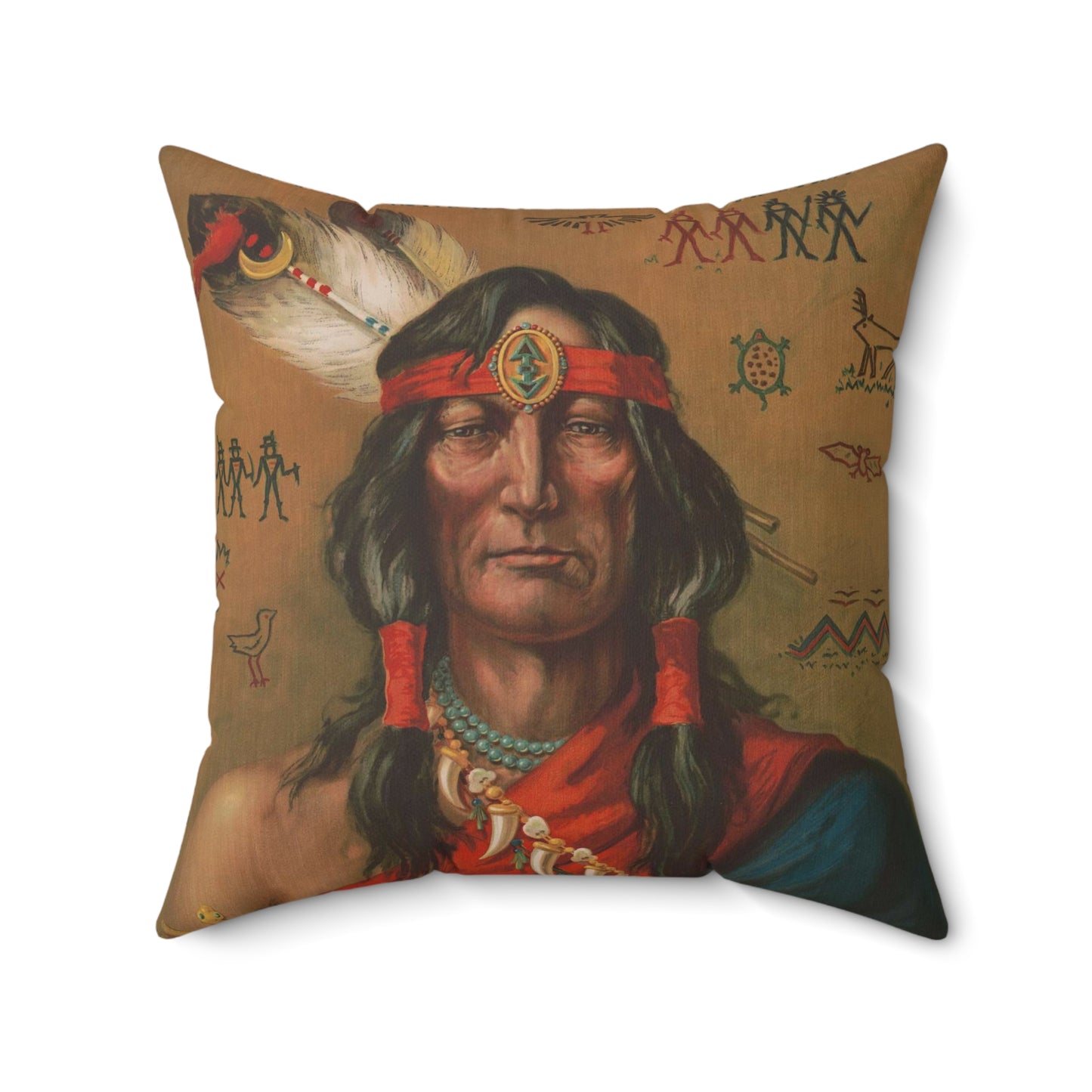 Indian chief - Print, Library of Congress collection Decorative Accent Square Pillow