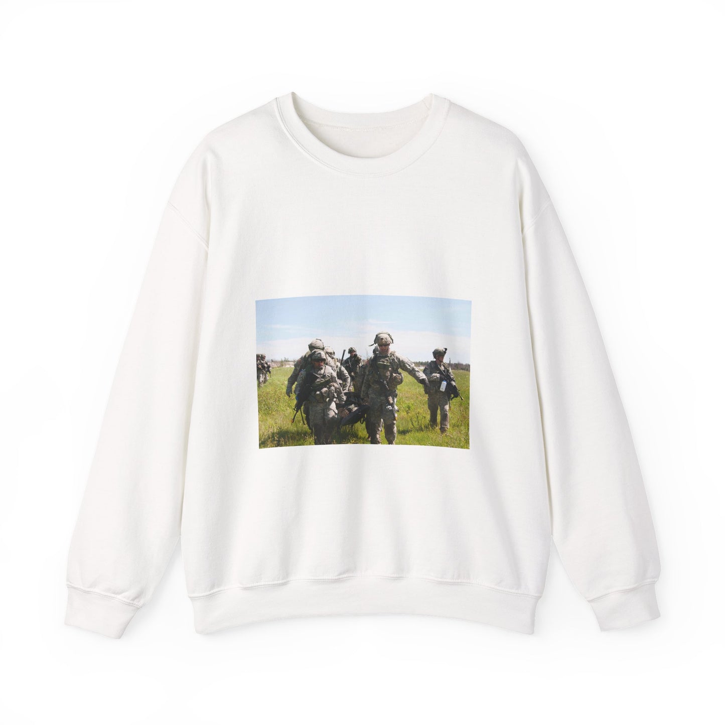 U.S. Army Sgt. Sean Fernandes (right), team leader, White Heavy Blend Adult Crew Neck SweatShirt