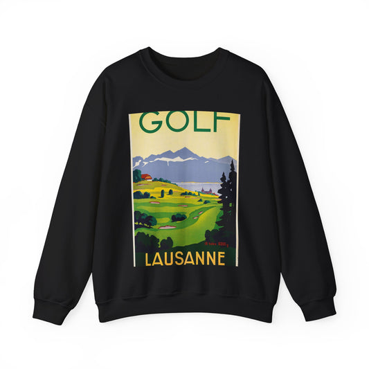 Poster - Golf. Lausanne - Public domain lithograph Black Heavy Blend Adult Crew Neck SweatShirt