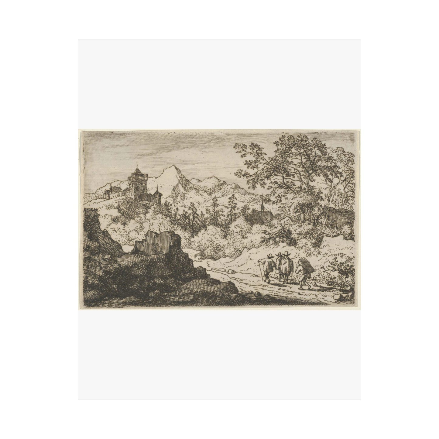 The Three Men and the Porter - Public domain dedication. Metropolitan Museum of Art image. High Quality Matte Wall Art Poster for Home, Office, Classroom