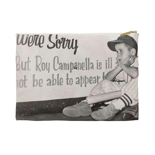 "We're sorry, but Roy Campanella is ill a[nd ...] not be able to appear [...] / World Telegram & Sun photo by Roger Higgins. Large Organizer Pouch with Black Zipper