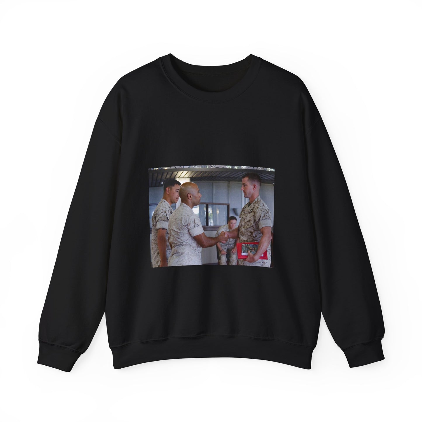 First Sgt. Miguel A. Betancourt III (second from left), Black Heavy Blend Adult Crew Neck SweatShirt