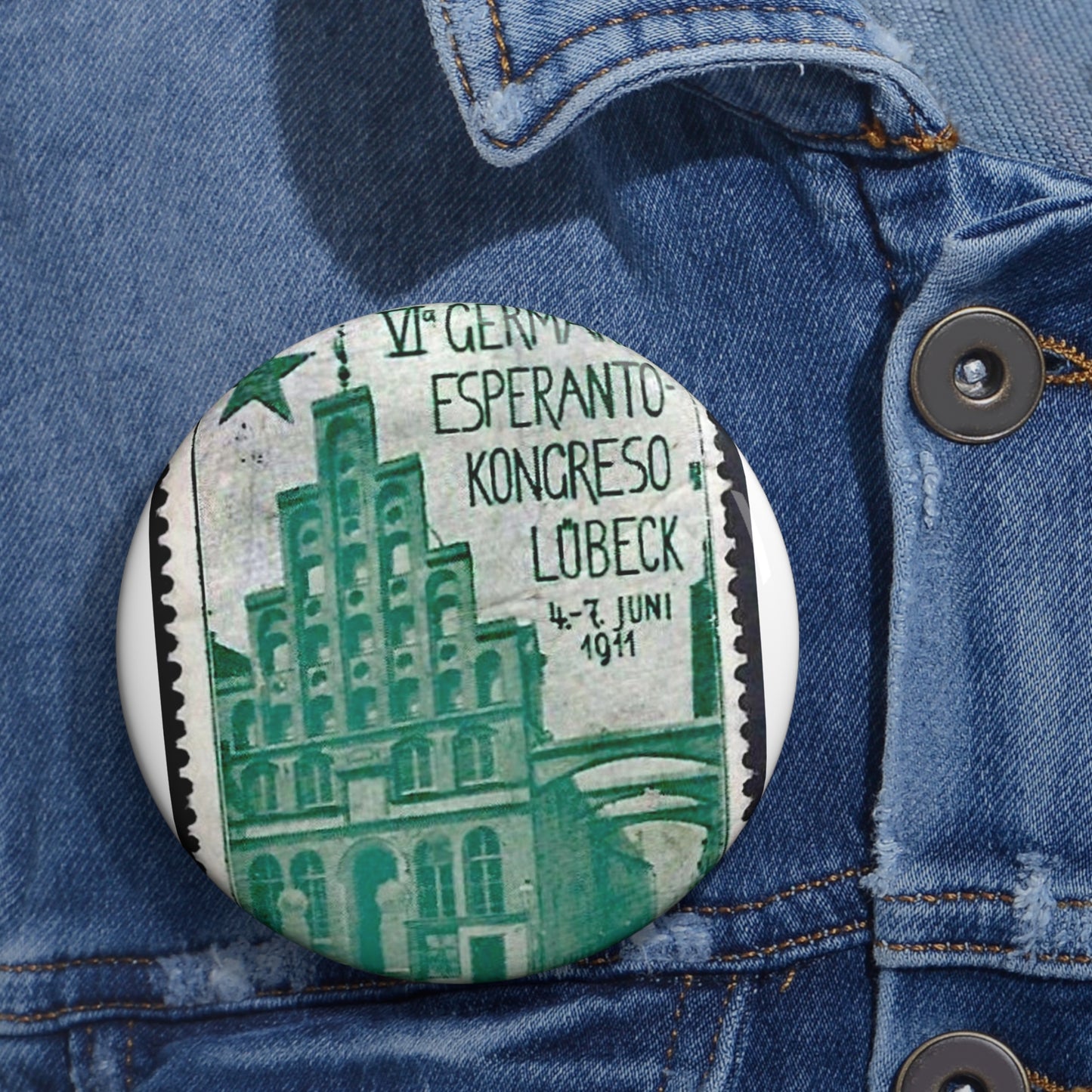 Damals – Esperanto-Kongress – 1911 – Reklamemarke Pin Buttons with Crisp Design