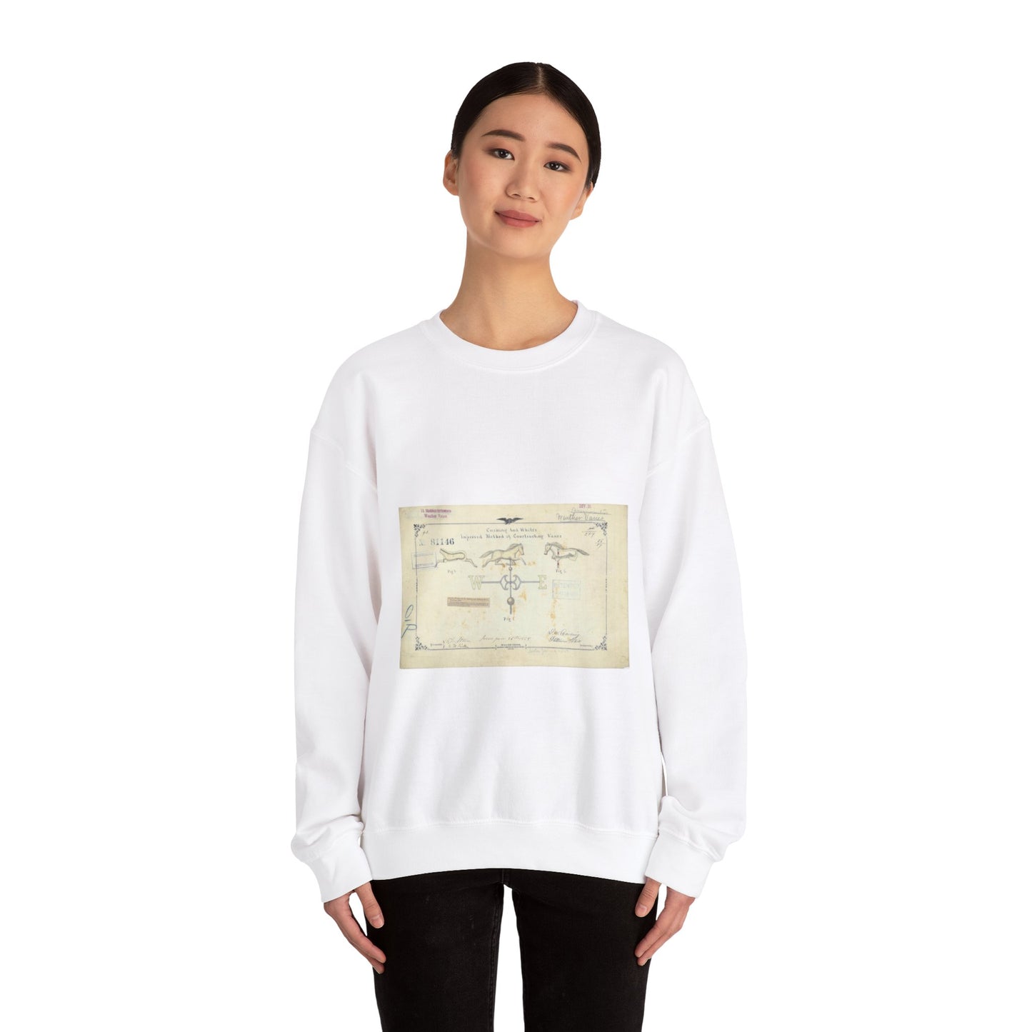 Patent drawing - Drawing of an Improved Method of Constructing Vanes Public domain  image White Heavy Blend Adult Crew Neck SweatShirt