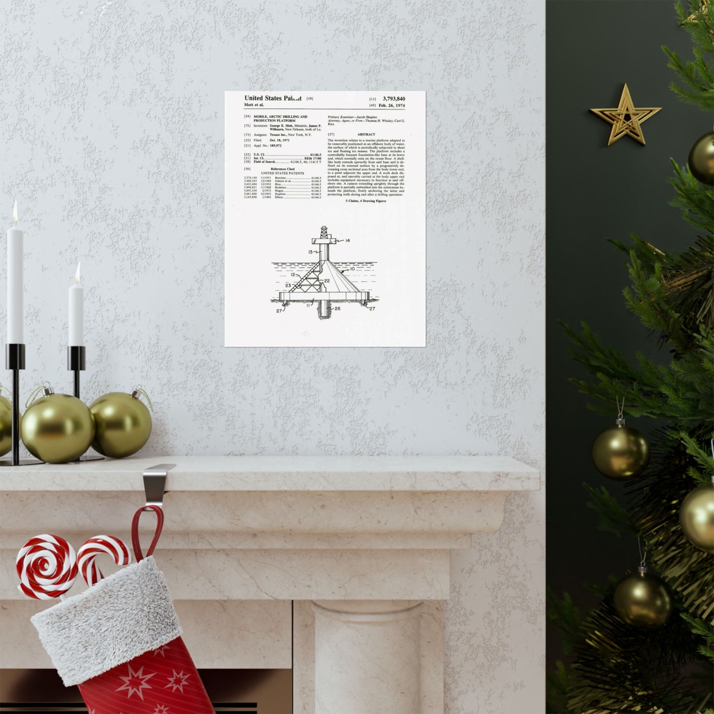 Patent Case File No. 3,793,840, Mobile Arctic Drilling and Production Platform, Inventor(s)- George E. Mott and James P. Wilbourn. - DPLA - 8f260bf2cd8926afbf4da017454f39b3 (page 6) High Quality Matte Wall Art Poster for Home, Office, Classroom