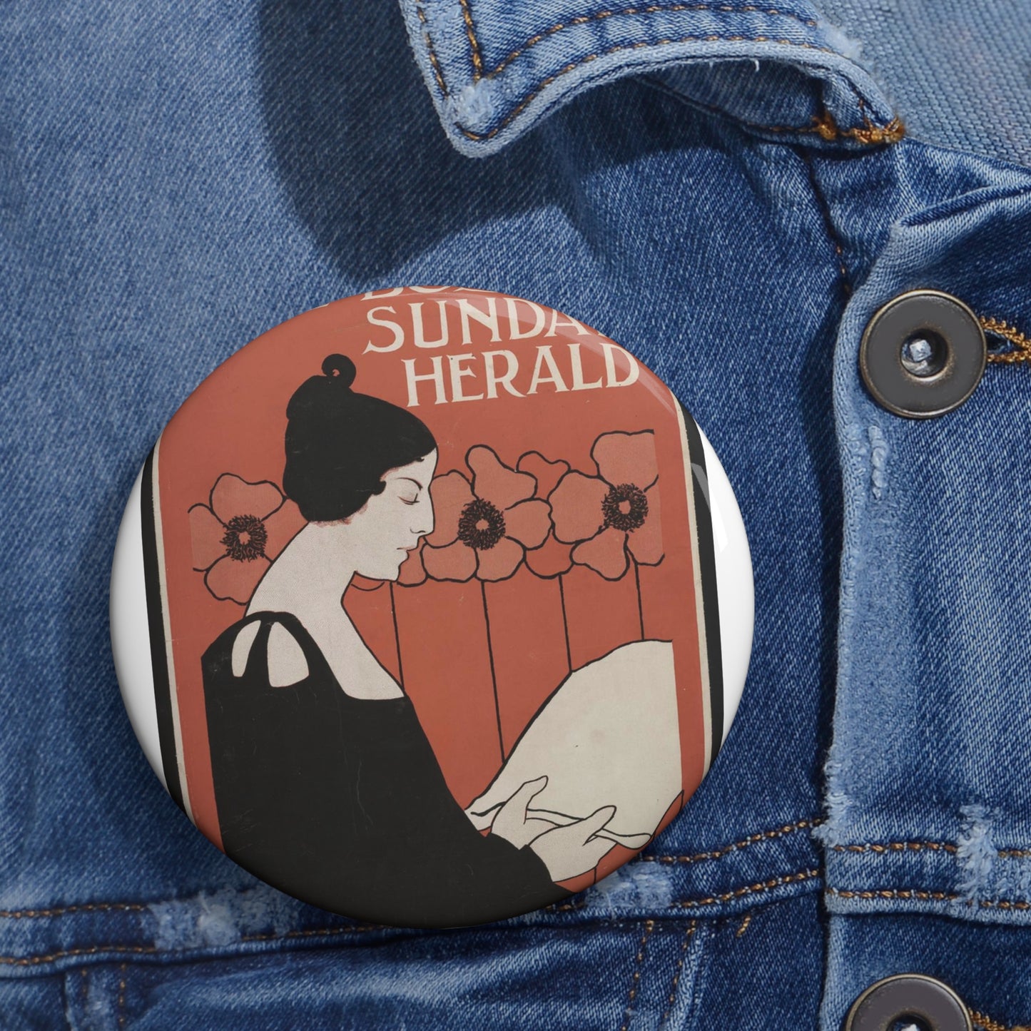 The Boston Sunday Hearld - ladies want it Feb. 24 / Boston Eng. Co. ; E. Reed. Pin Buttons with Crisp Design