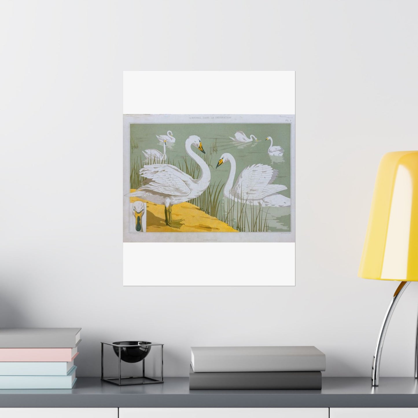 Cygne sauvage - Art nouveau public domain image High Quality Matte Wall Art Poster for Home, Office, Classroom