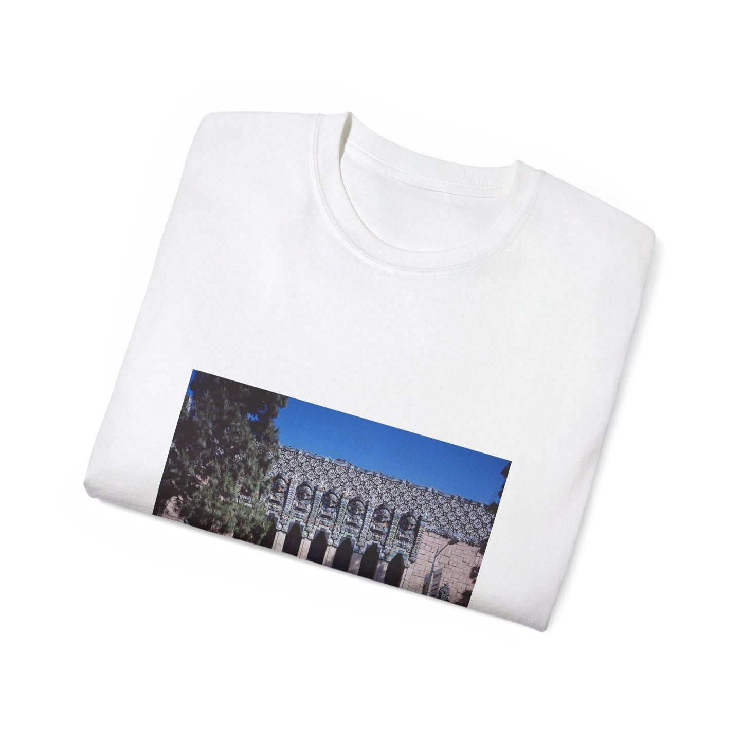 Photographs of buildings in Los Angeles, California and the surrounding area White T-Shirt Gildan 2000 Cotton Unisex