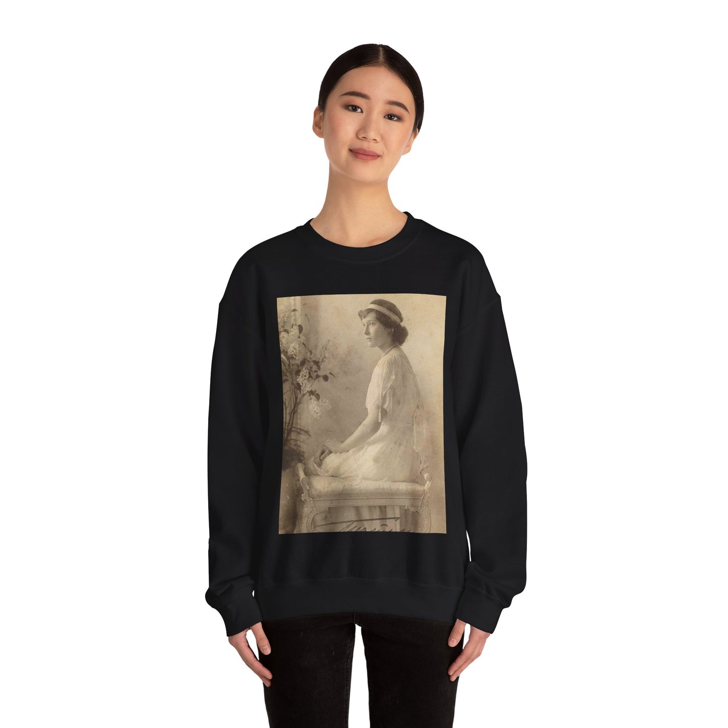 Tatyana Nikolaevna 1914 - Public domain portrait print Black Heavy Blend Adult Crew Neck SweatShirt