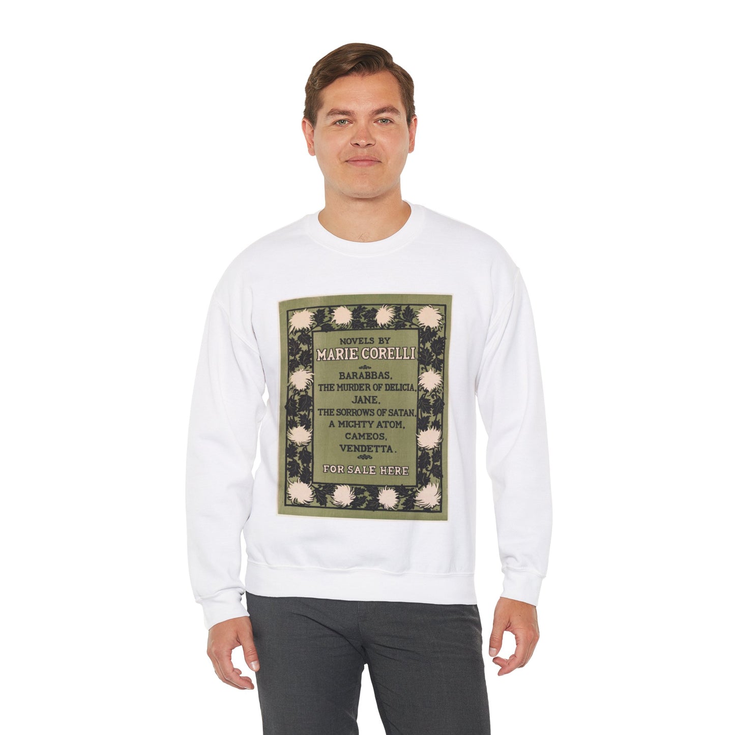 Novels by Marie Corelli, J.J Gould White Heavy Blend Adult Crew Neck SweatShirt