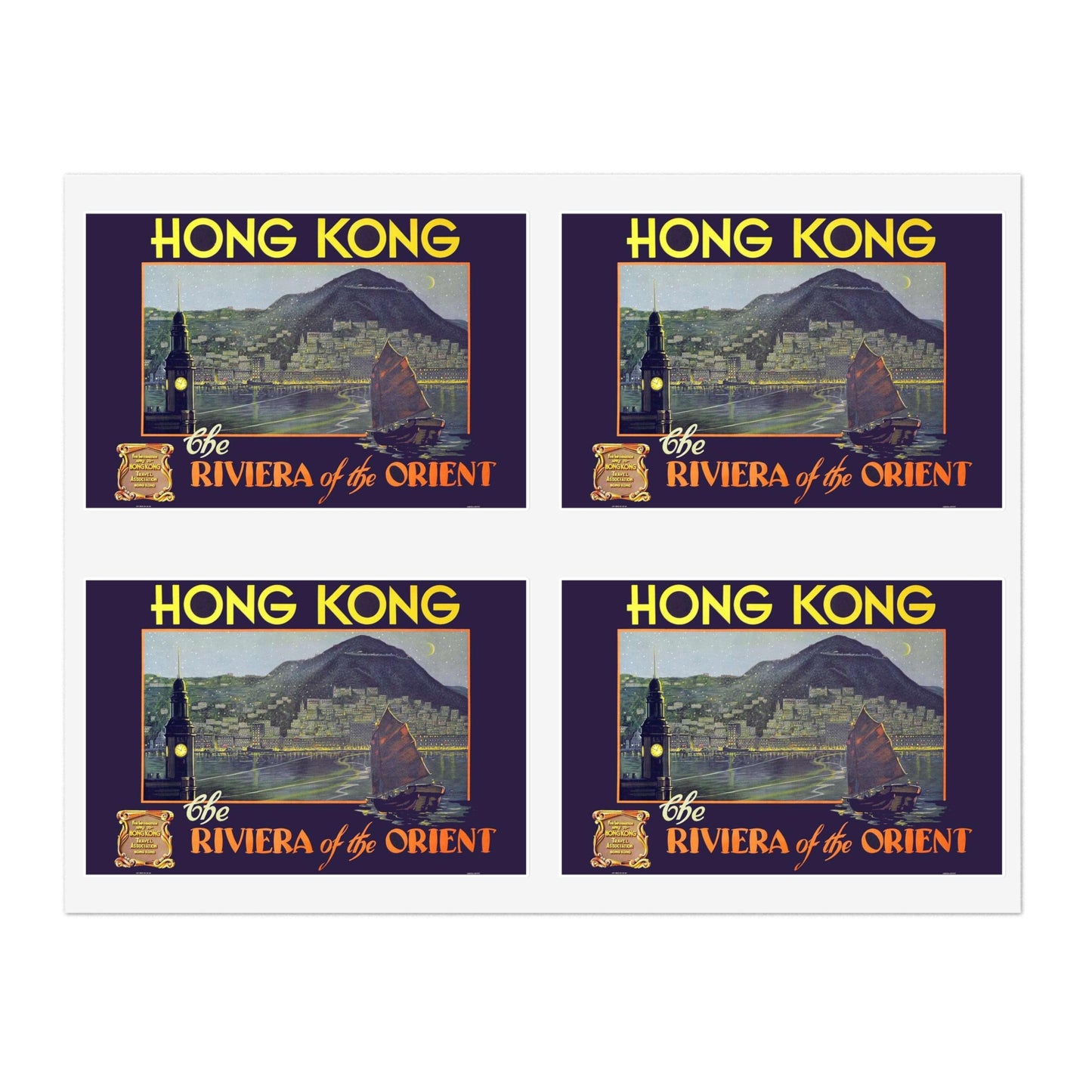 Hong Kong – Riviera of the Orient, c. 1930 Laminated UV Protective Vinyl Stickers