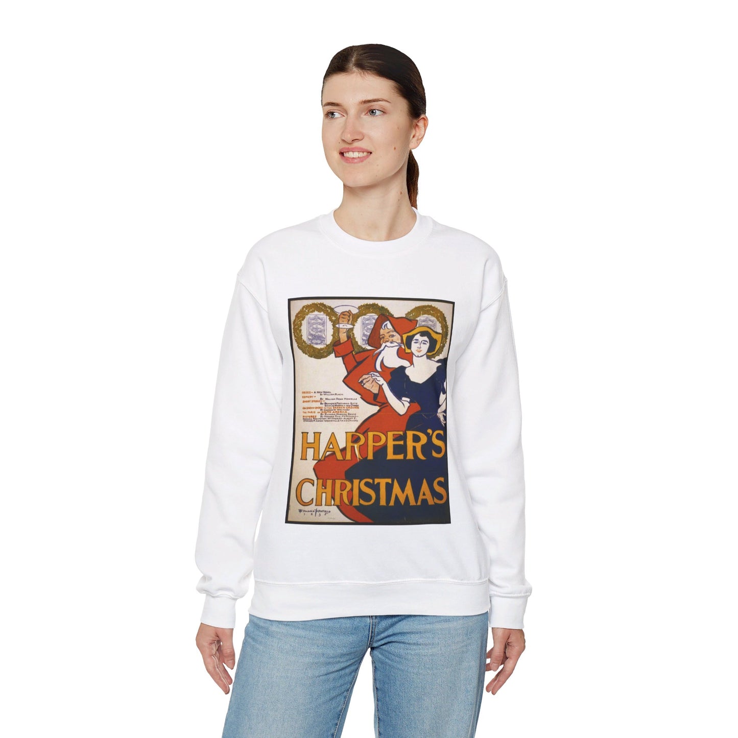 Edward Penfield - Harper's [for] Christmas, Art Nouveau Poster White Heavy Blend Adult Crew Neck SweatShirt