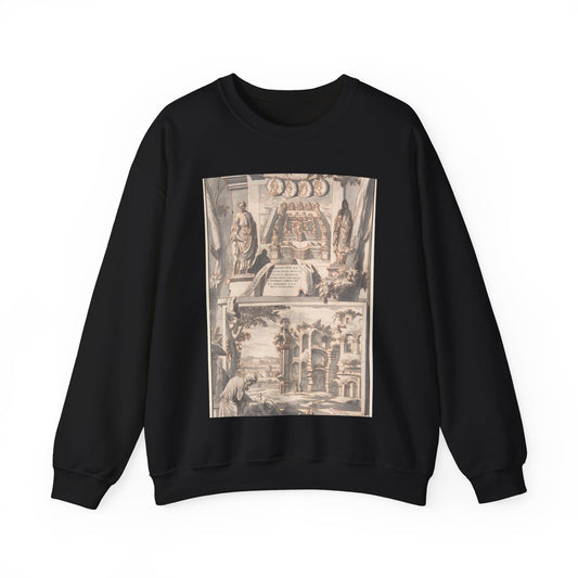 A Reconstruction of the Thermae of Diocletian (above) and a View of the Ruins (below) Black Heavy Blend Adult Crew Neck SweatShirt