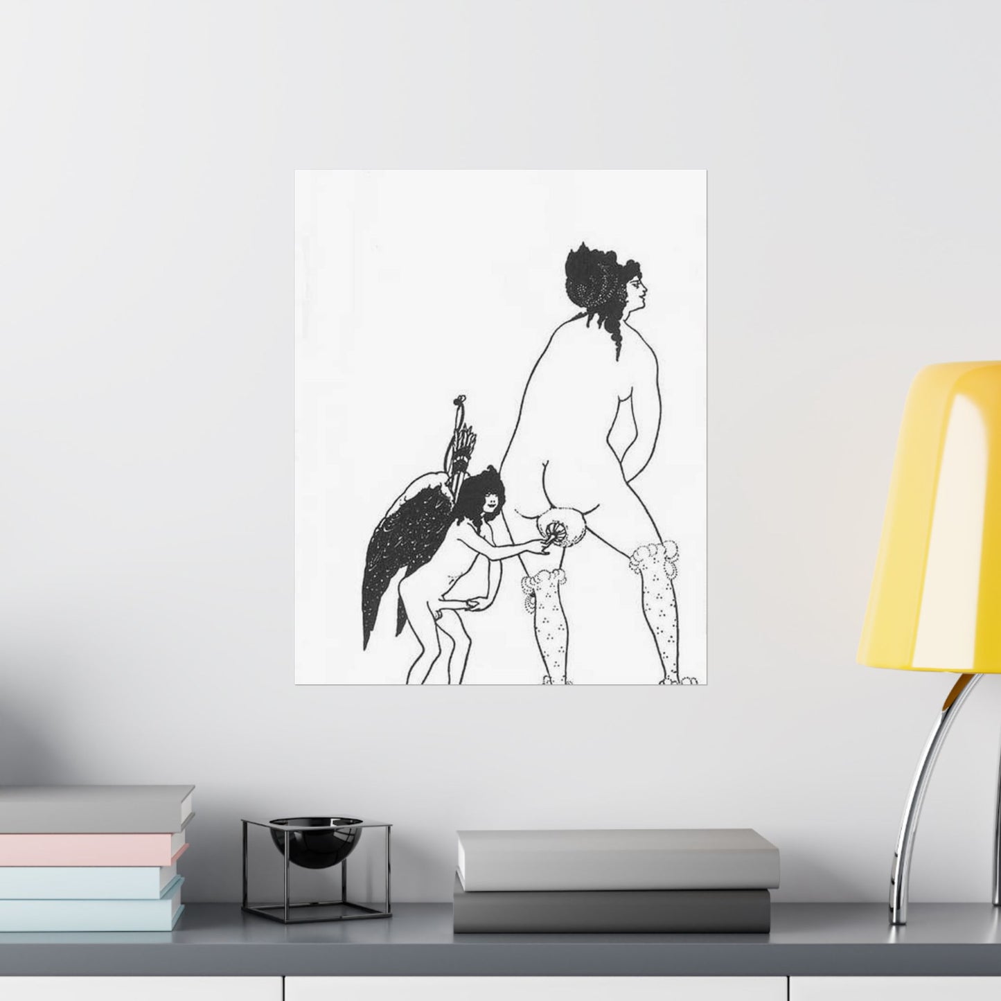 Beardsley Lampito - A drawing of a man and a woman holding hands High Quality Matte Wall Art Poster for Home, Office, Classroom