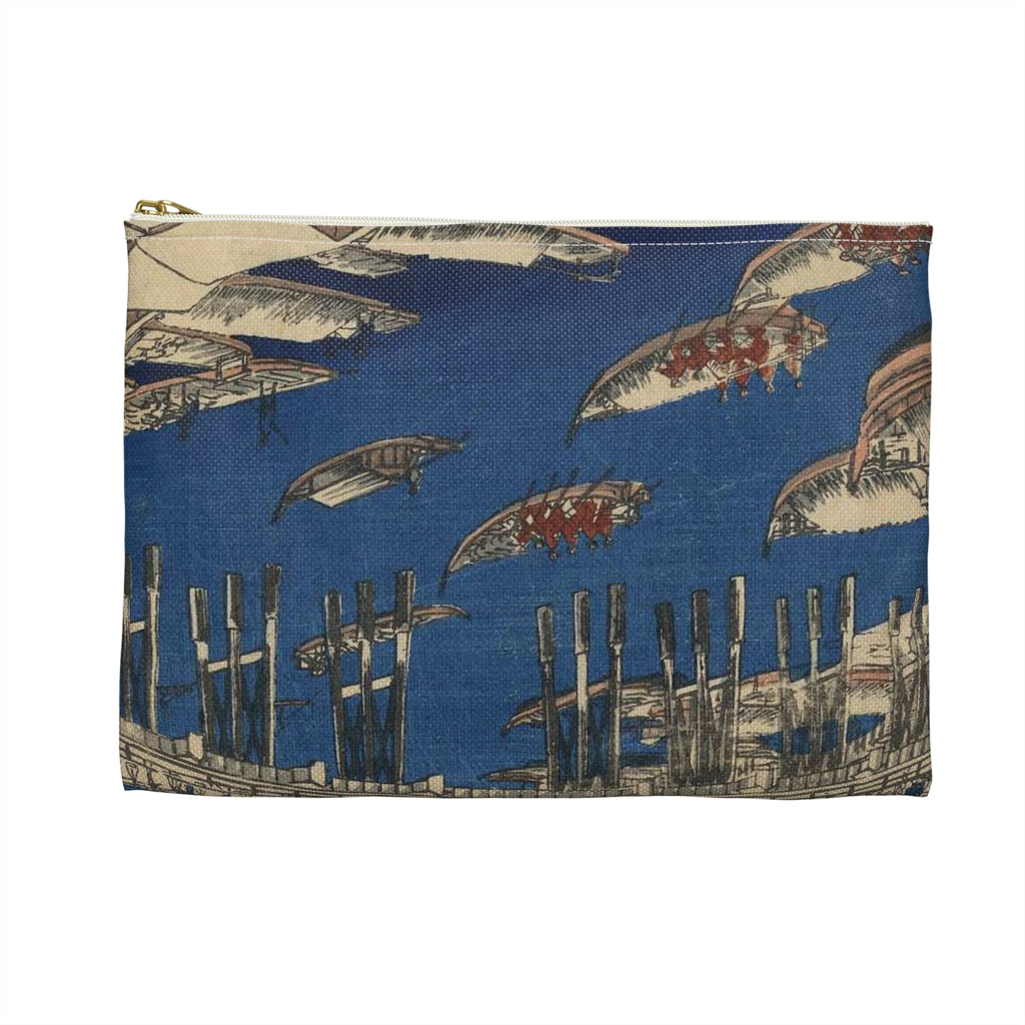 Nihonbashi yukibare, Andō Hiroshige - Ukiyo e print Large Organizer Pouch with Black Zipper