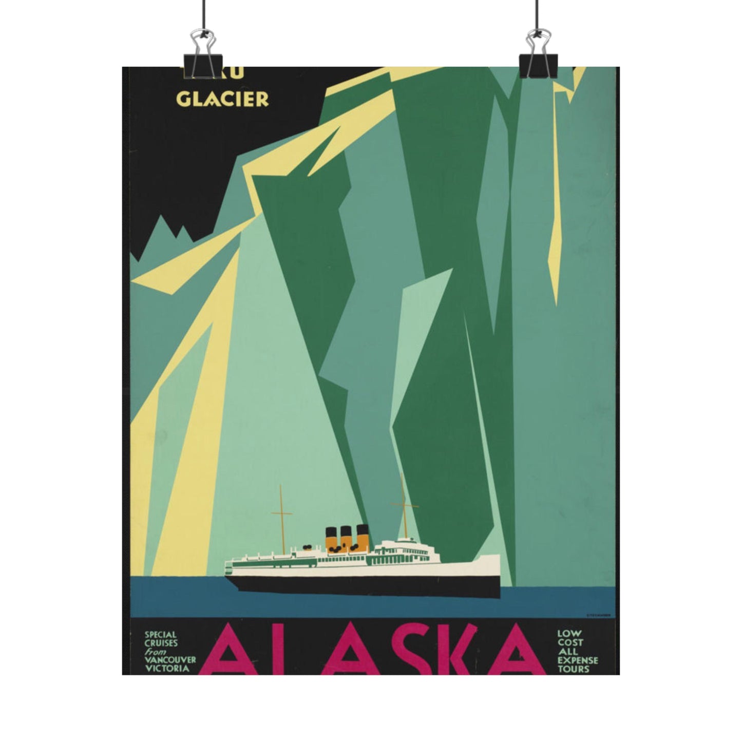 Alaska. Vintage Travel Poster., Art Deco Poster High Quality Matte Wall Art Poster for Home, Office, Classroom