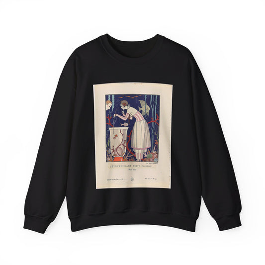 Gazette du Bon Ton, 1914 - No. 5, Pl. 44: L'étourdissant petit poisson (...) / Robe d'été Black Heavy Blend Adult Crew Neck SweatShirt