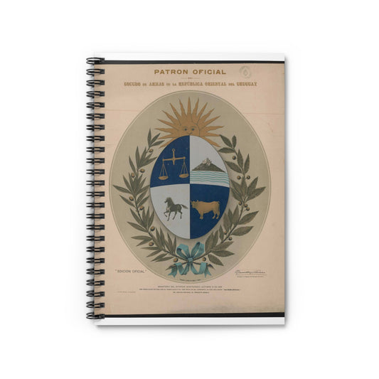 Patron oficial del escudo de armas de la Republica Oriental del Uruguay Spiral Bound Ruled Notebook with Printed Cover