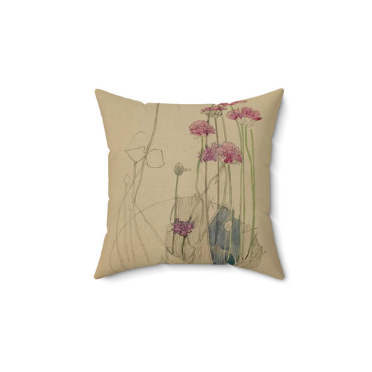 Sea Pink - Holy Island - Charles Rennie Mackintosh - 1901 Decorative Accent Square Pillow