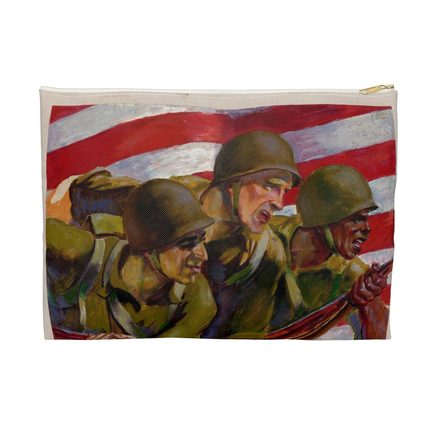 Together we WIN - A painting of a group of soldiers holding guns Large Organizer Pouch with Black Zipper