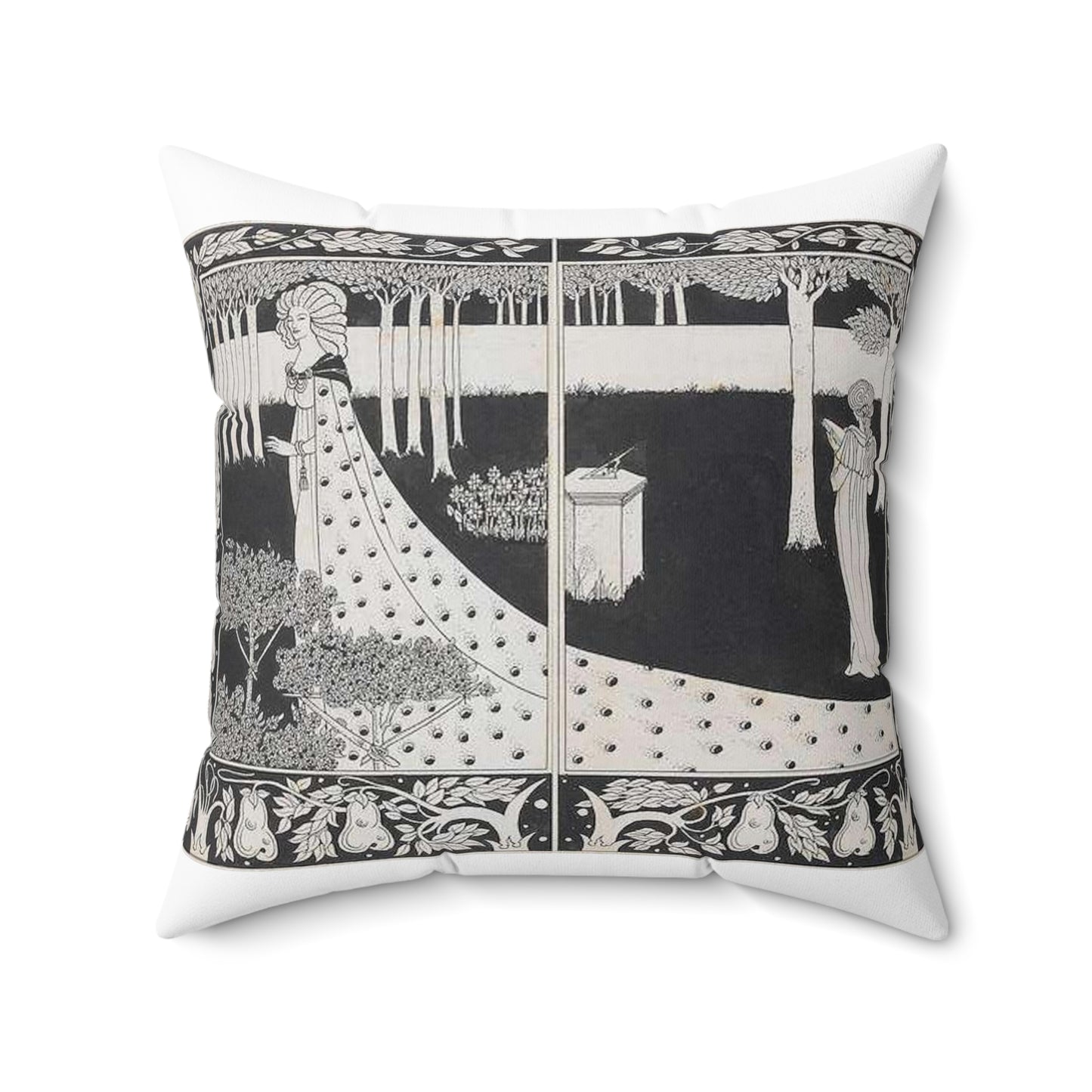 Aubrey Beardsley - La Beale Isould at Joyous Gard Decorative Accent Square Pillow