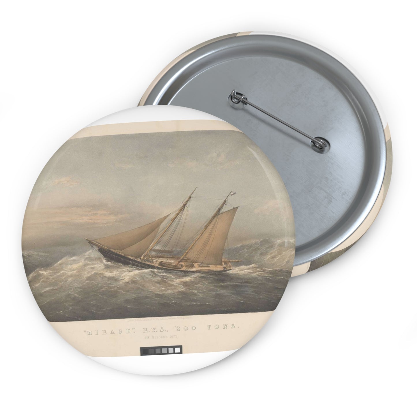 Mirage, R.Y.S., 200 Tons. 5th October 1872 RMG PY8772 Pin Buttons with Crisp Design