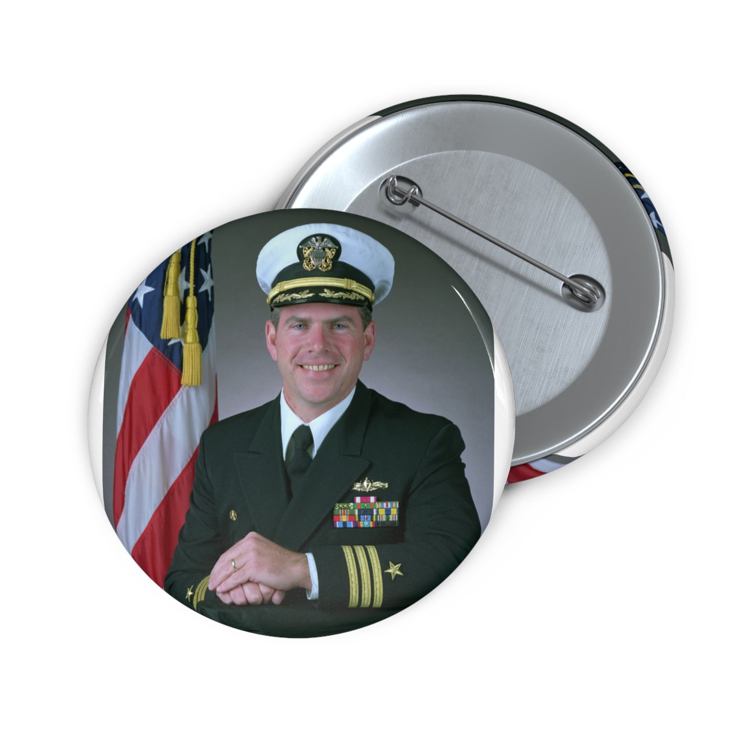 Commander Theodore J. Hoffman, USN Pin Buttons with Crisp Design