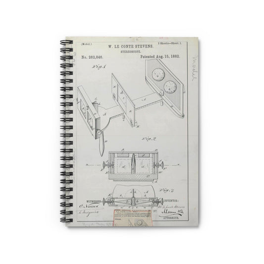 Patent drawing - for W. Le Conte Stevens' Stereoscope Public domain  image Spiral Bound Ruled Notebook with Printed Cover