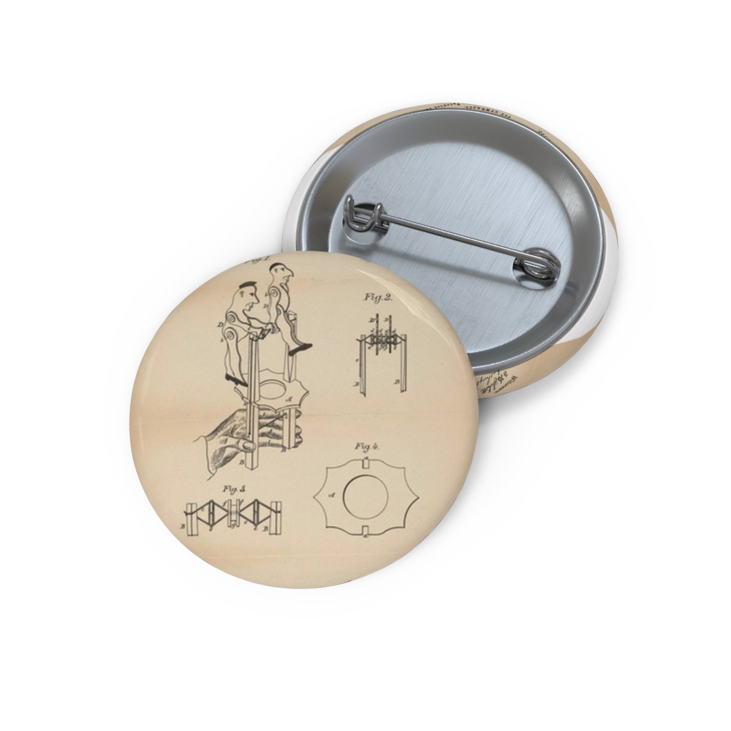 Patent drawing - for a Toy Gymnast Public domain  image Pin Buttons with Crisp Design