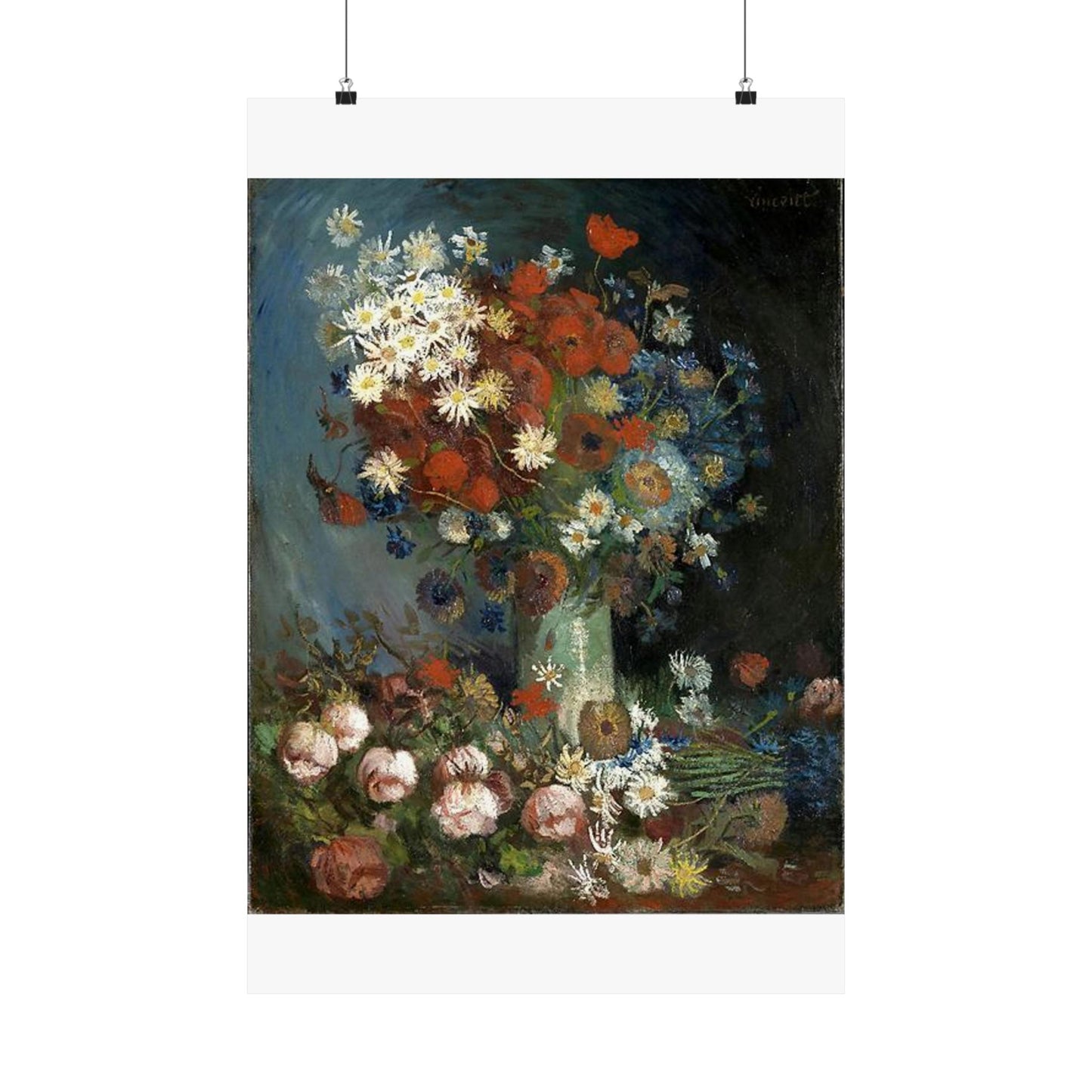 Still life with meadow flowers and roses Van Gogh 1886 High Quality Matte Wall Art Poster for Home, Office, Classroom