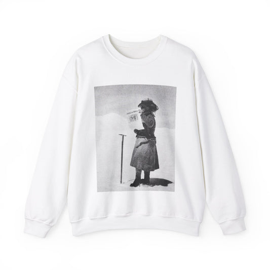 FannyBullockWorkmanVotesWomen - A woman standing in the snow holding a sign White Heavy Blend Adult Crew Neck SweatShirt
