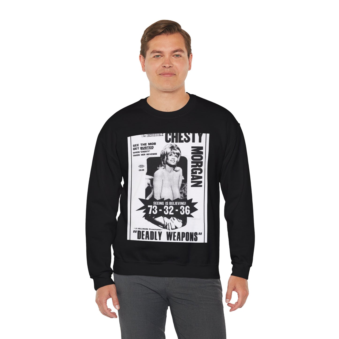 Deadly weapons poster 01 - Public domain movie poster Black Heavy Blend Adult Crew Neck SweatShirt