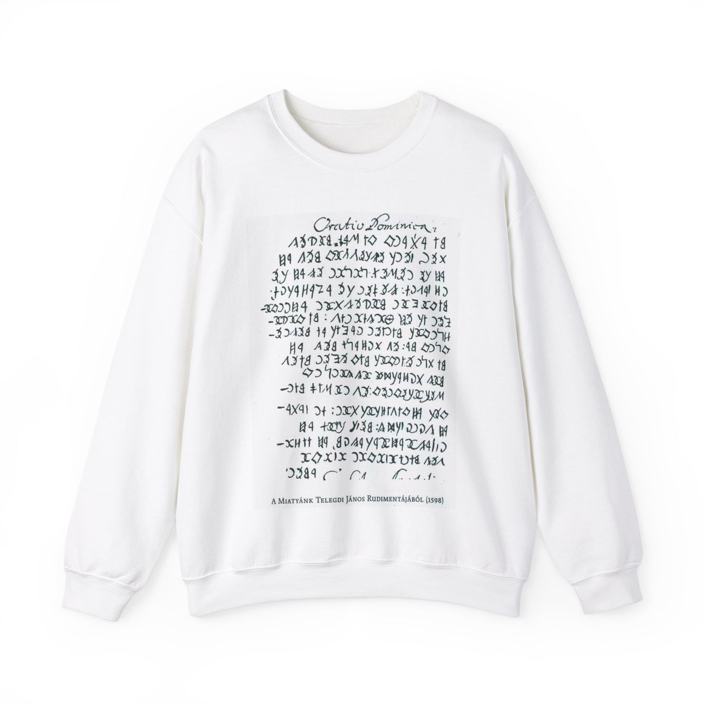 Our Father in Old Hungarian Script, 1598 White Heavy Blend Adult Crew Neck SweatShirt