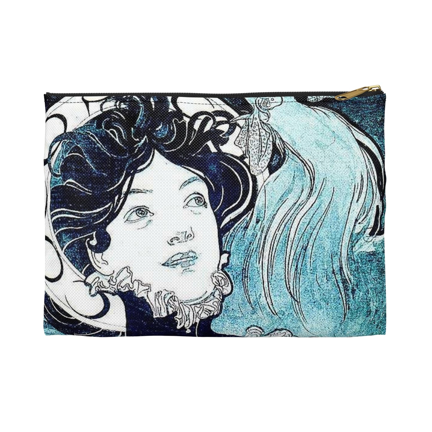 Cocorico 1 du 31 décembre 1898 - Alfons Mucha Large Organizer Pouch with Black Zipper