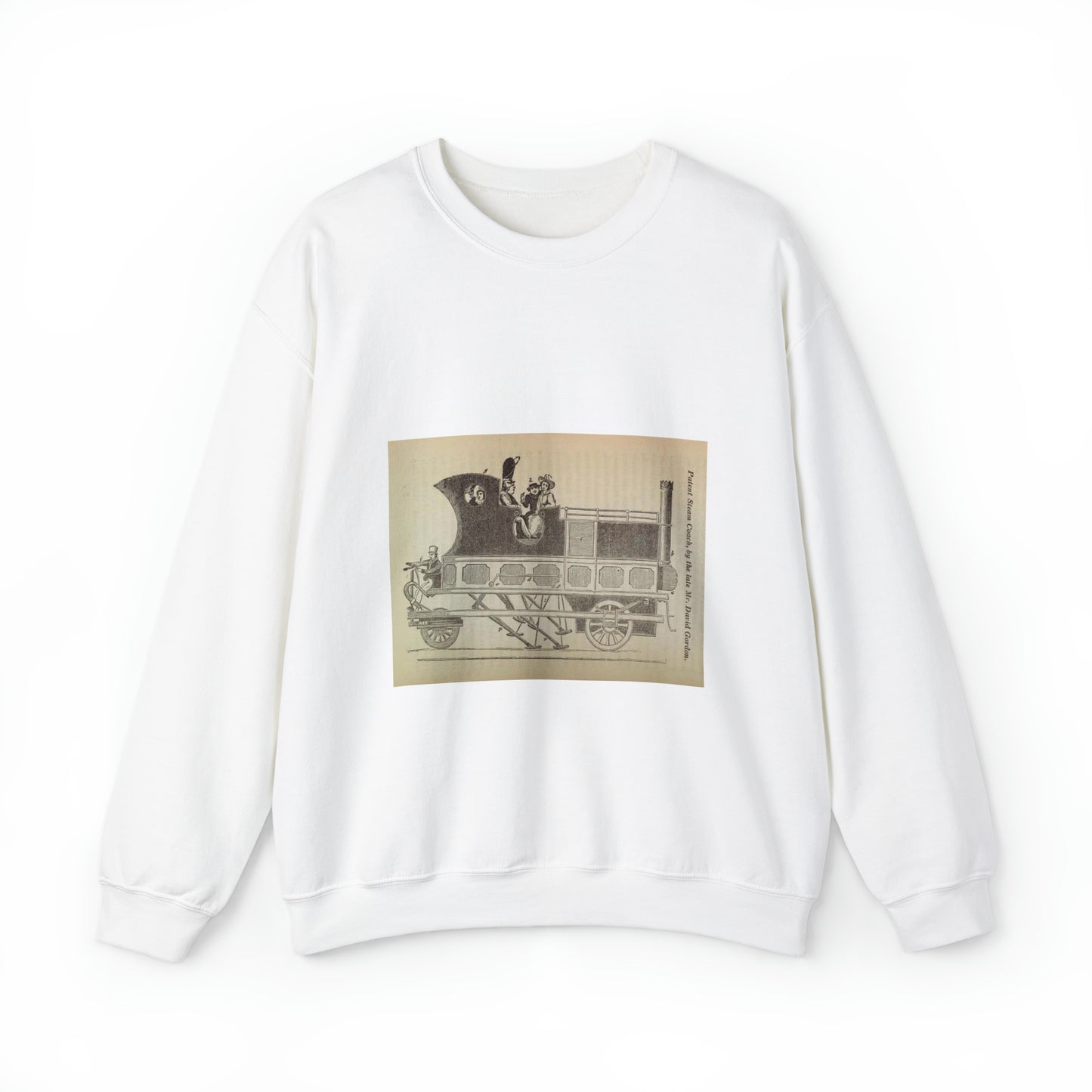 Patent Drawing of Engine - Patent steam coach, by the late Mr. David Gordon Public domain  image White Heavy Blend Adult Crew Neck SweatShirt