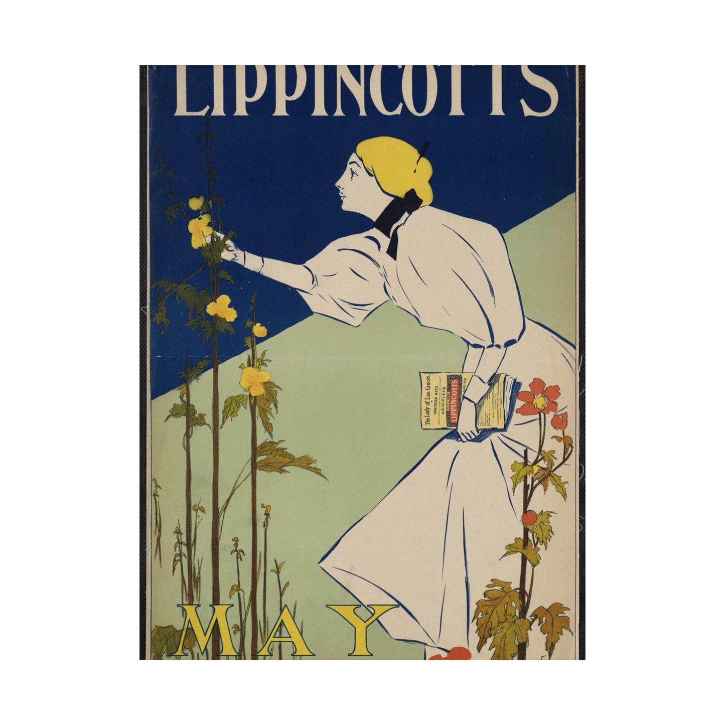 Lippincott's May, Art Nouveau Poster High Quality Matte Wall Art Poster for Home, Office, Classroom