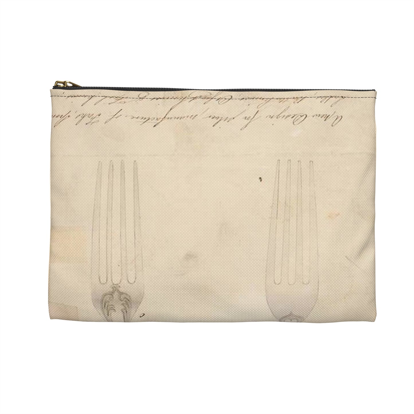 Patent drawing - Drawing of Design for Silver Forks Public domain  image Large Organizer Pouch with Black Zipper