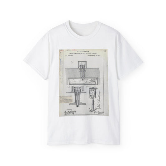 Patent drawing - for J. G. Krichbaum's Device for Indicating Life in Buried Persons Public domain  image White T-Shirt Gildan 2000 Cotton Unisex