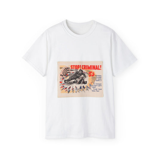 Stop Criminal!, Cold War American Propaganda poster White T-Shirt Gildan 2000 Cotton Unisex