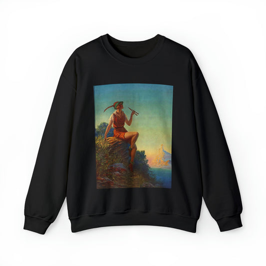 “Pipes of Pan”, print from painting by Edward Mason Eggleston, 1930 Black Heavy Blend Adult Crew Neck SweatShirt