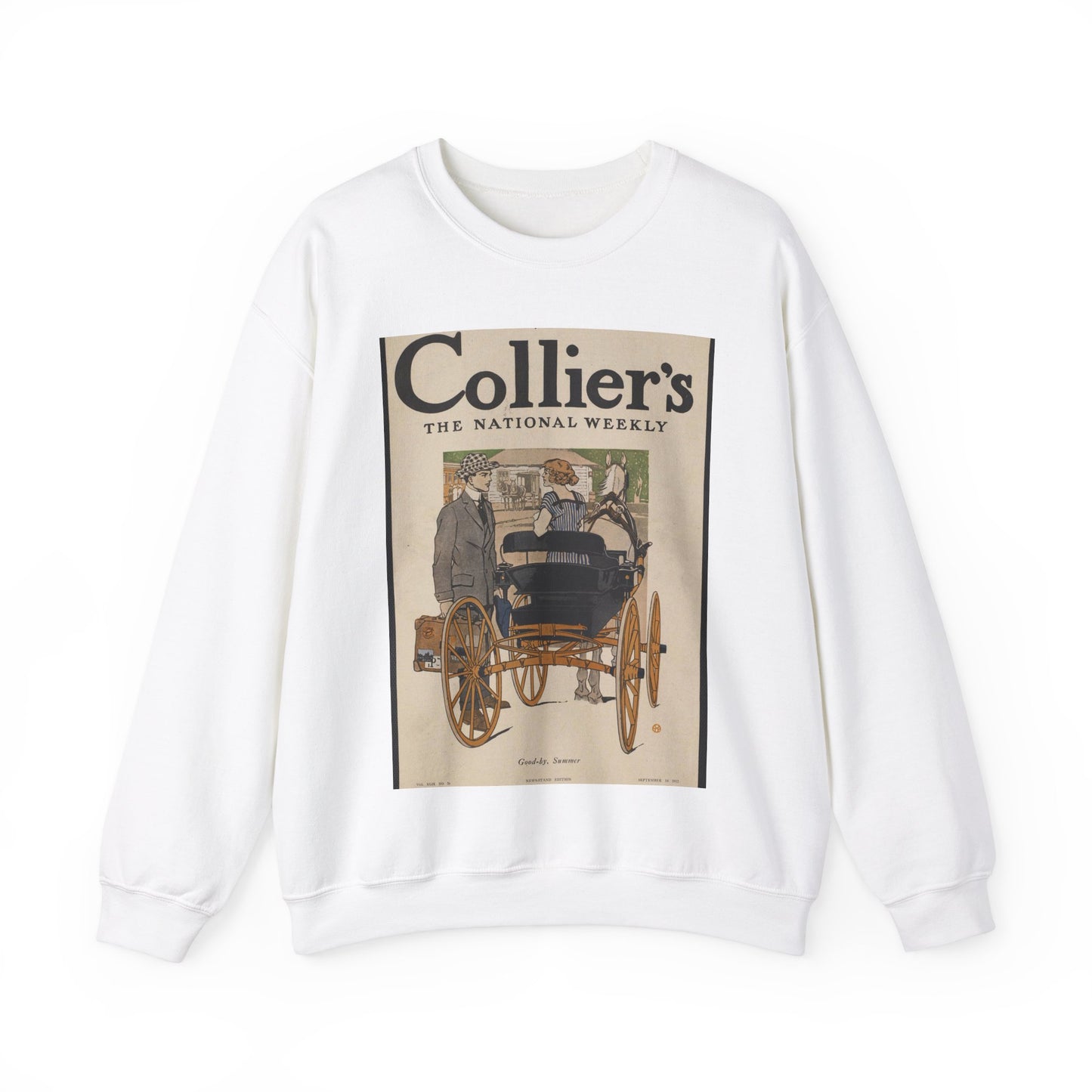 Collier's, the national weekly. Good-by, summer. White Heavy Blend Adult Crew Neck SweatShirt