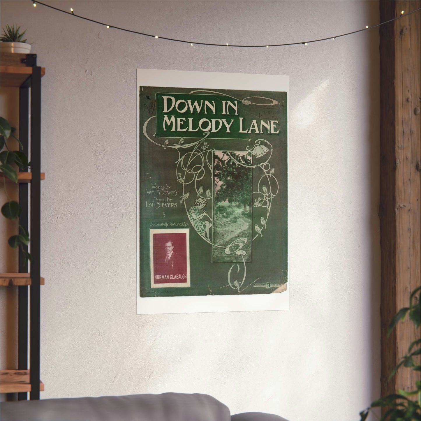 Down in melody lane - Public domain American sheet music High Quality Matte Wall Art Poster for Home, Office, Classroom