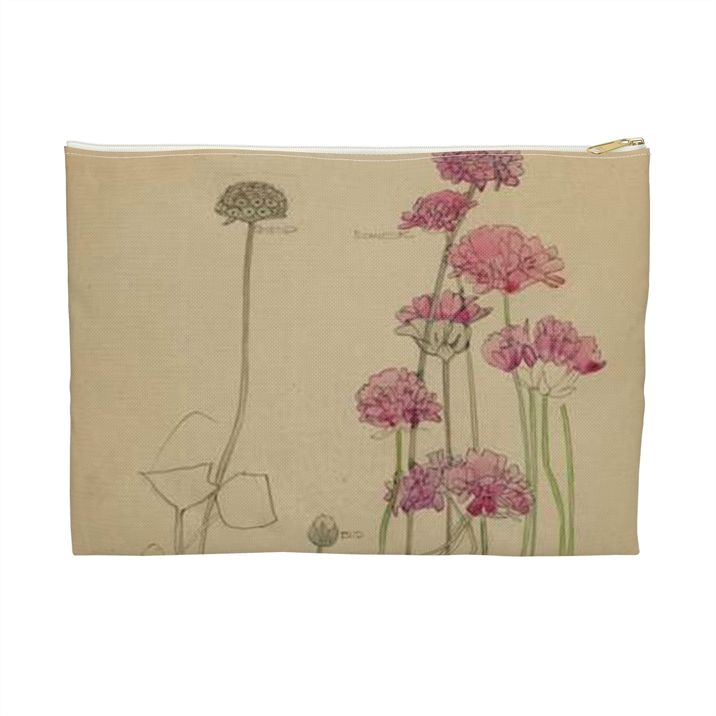 Sea Pink - Holy Island - Charles Rennie Mackintosh - 1901 Large Organizer Pouch with Black Zipper