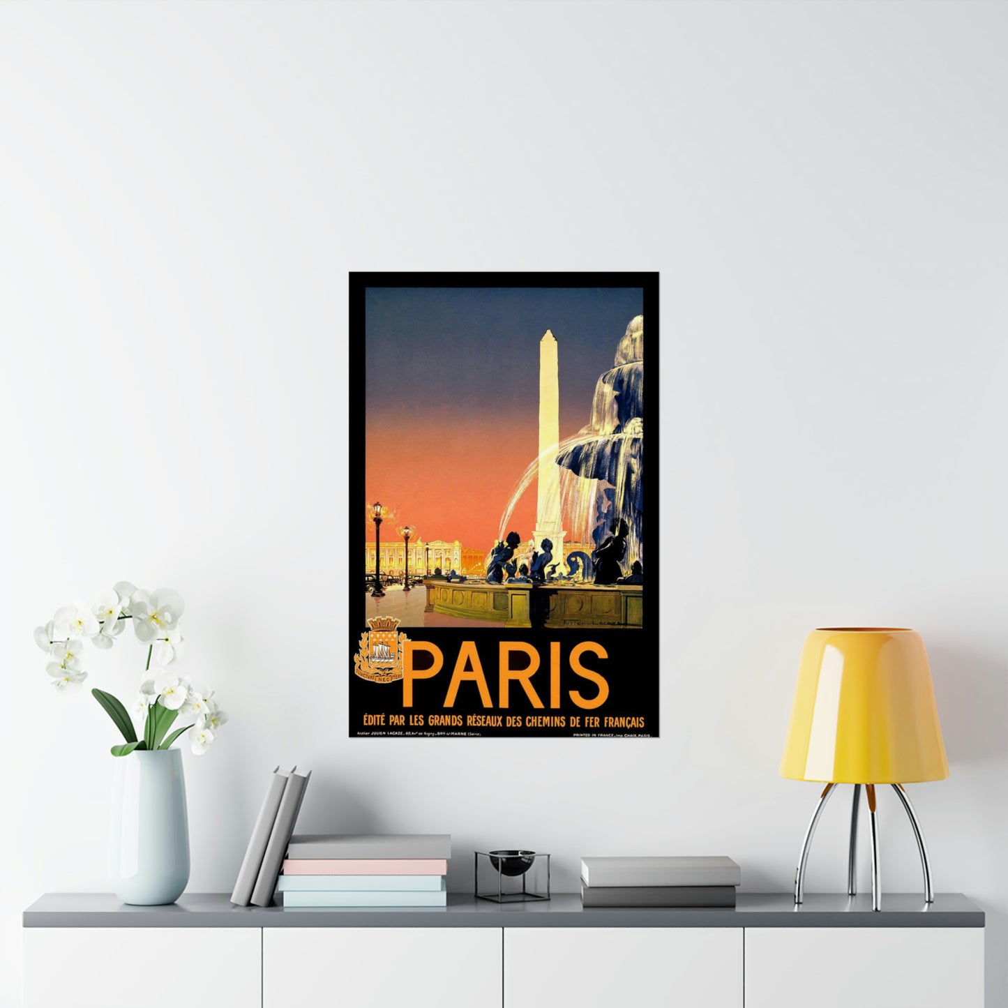 Paris. Vintage Travel Poster. - Art Deco public domain image High Quality Matte Wall Art Poster for Home, Office, Classroom