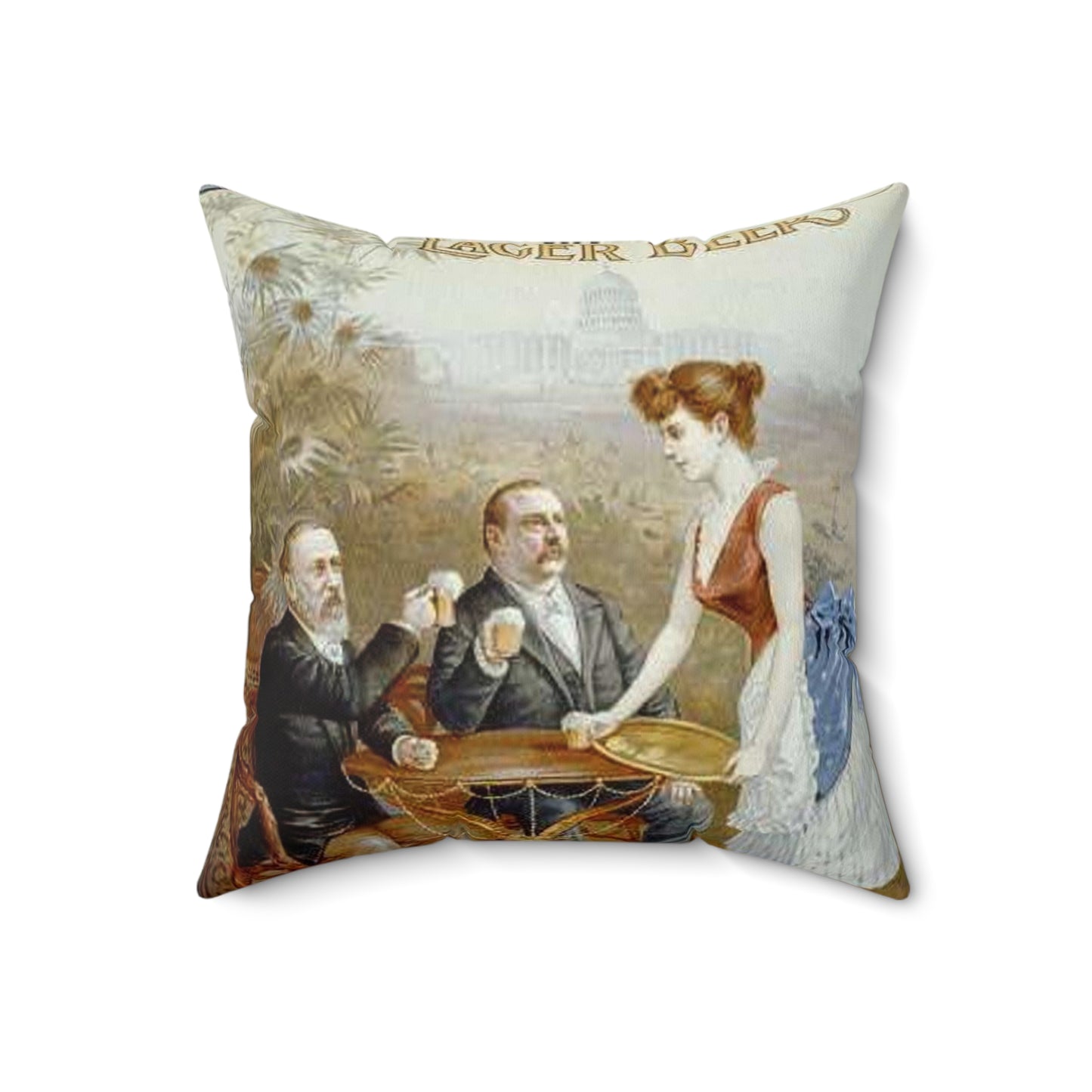 The whole nation enjoys Jos Schlitz Brewing Cos' Milwaukee lager beer Decorative Accent Square Pillow