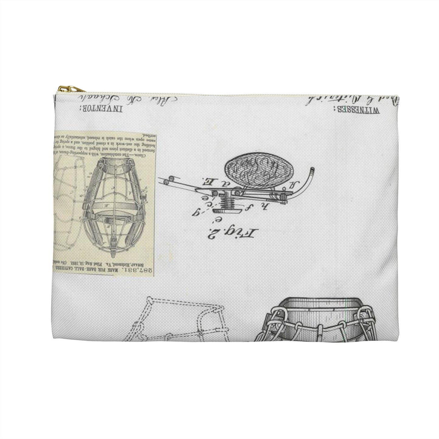 Patent drawing - Drawing of a "Mask for Base Ball Catchers" Public domain  image Large Organizer Pouch with Black Zipper