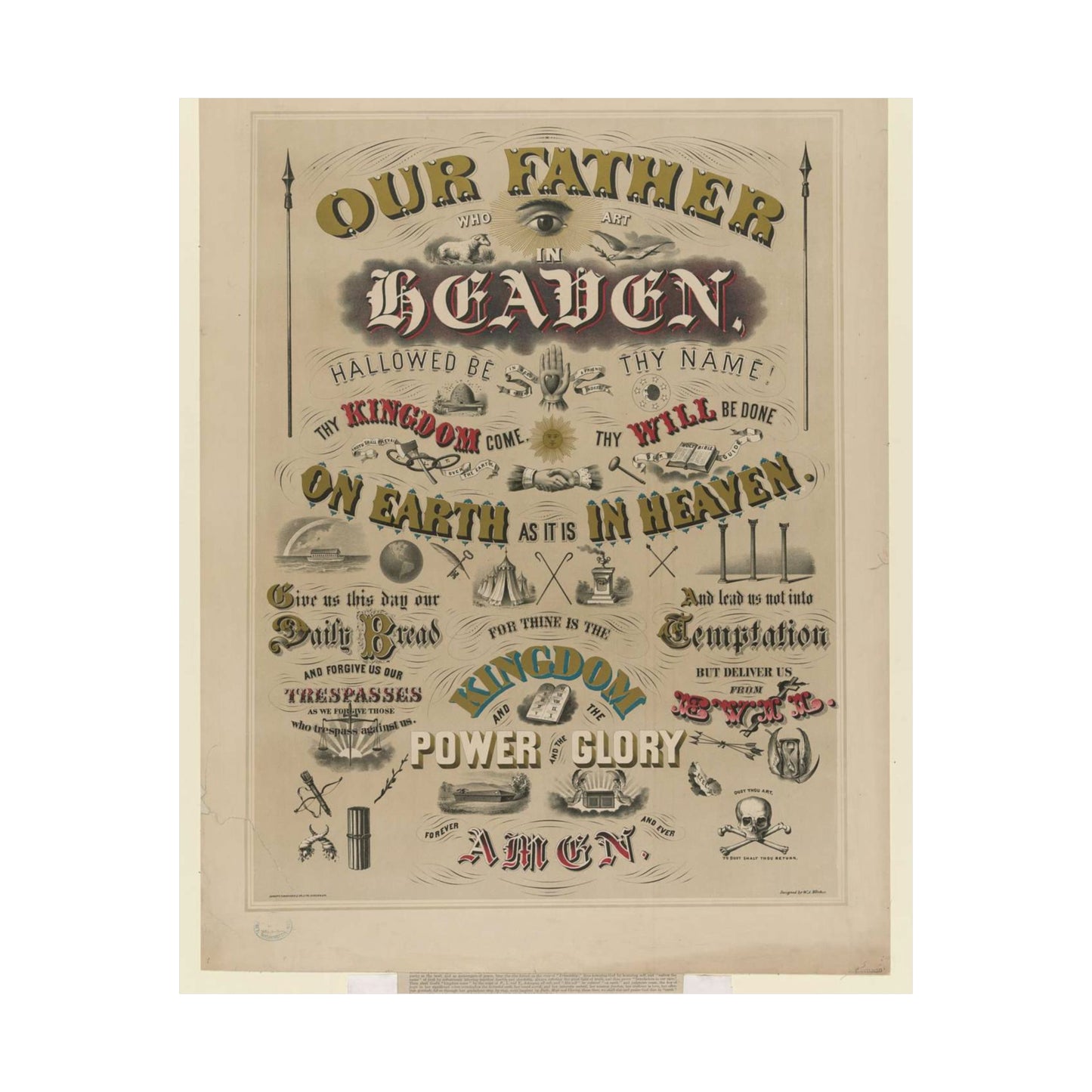 Our father who art in Heaven ... / designed by W.A. Welsher. High Quality Matte Wall Art Poster for Home, Office, Classroom