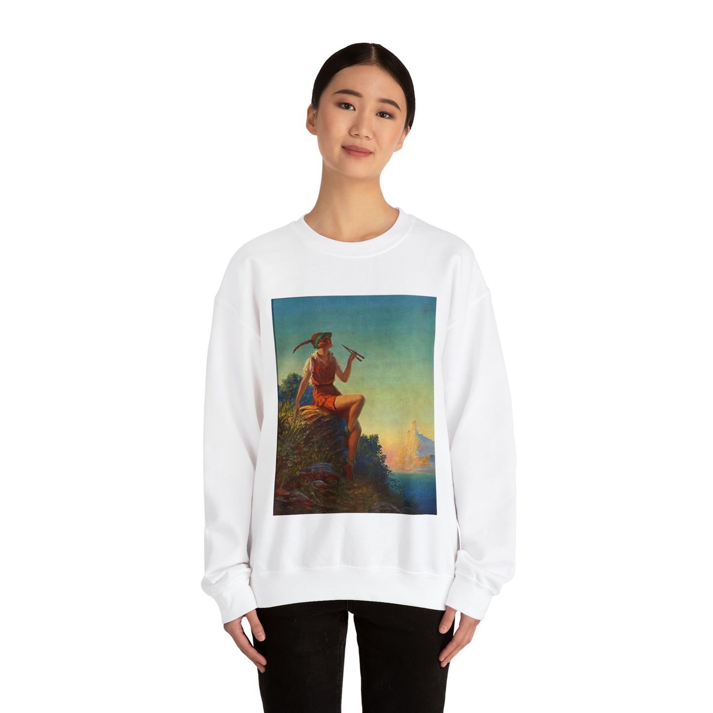 “Pipes of Pan”, print from painting by Edward Mason Eggleston, 1930 White Heavy Blend Adult Crew Neck SweatShirt